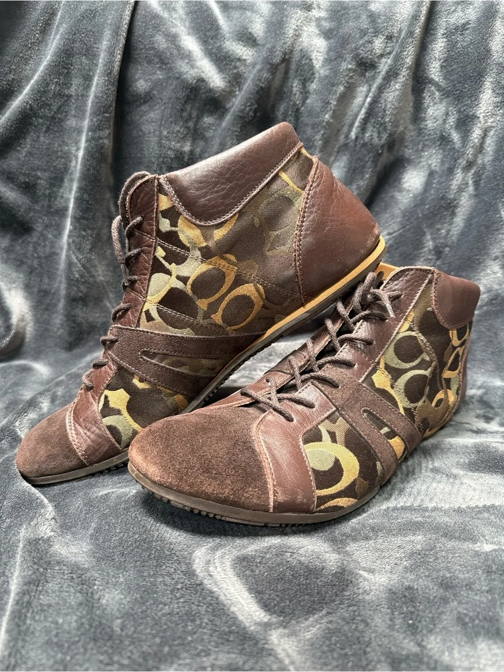 Coach Men’s Brown and Tan Signature High-Top Sneakers